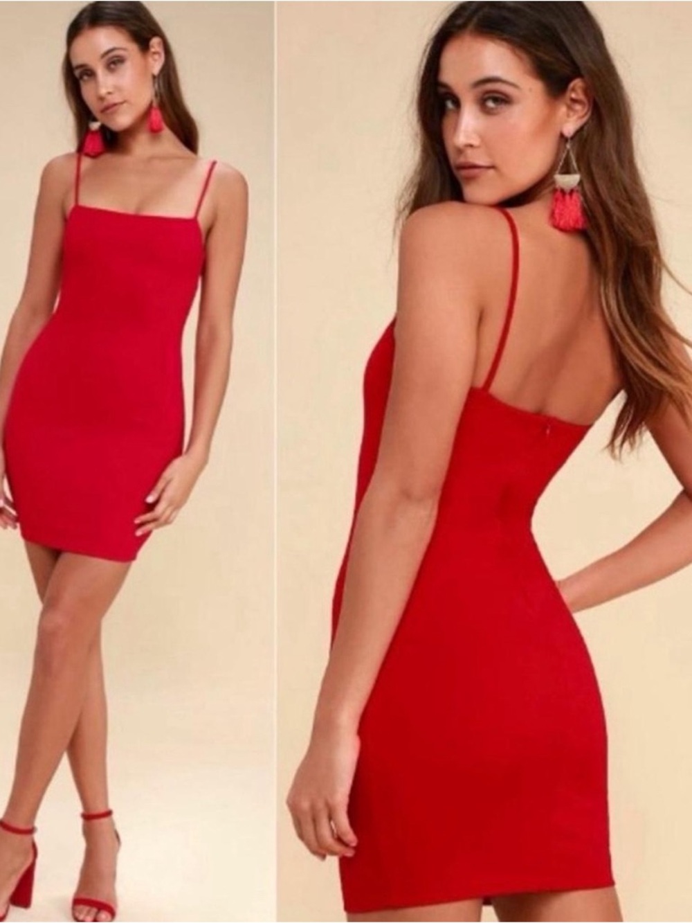 Lulus stay out late red backless bodycon mini dress NWT size XS